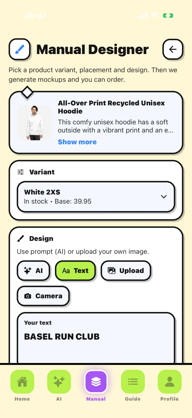 Manual designer with text